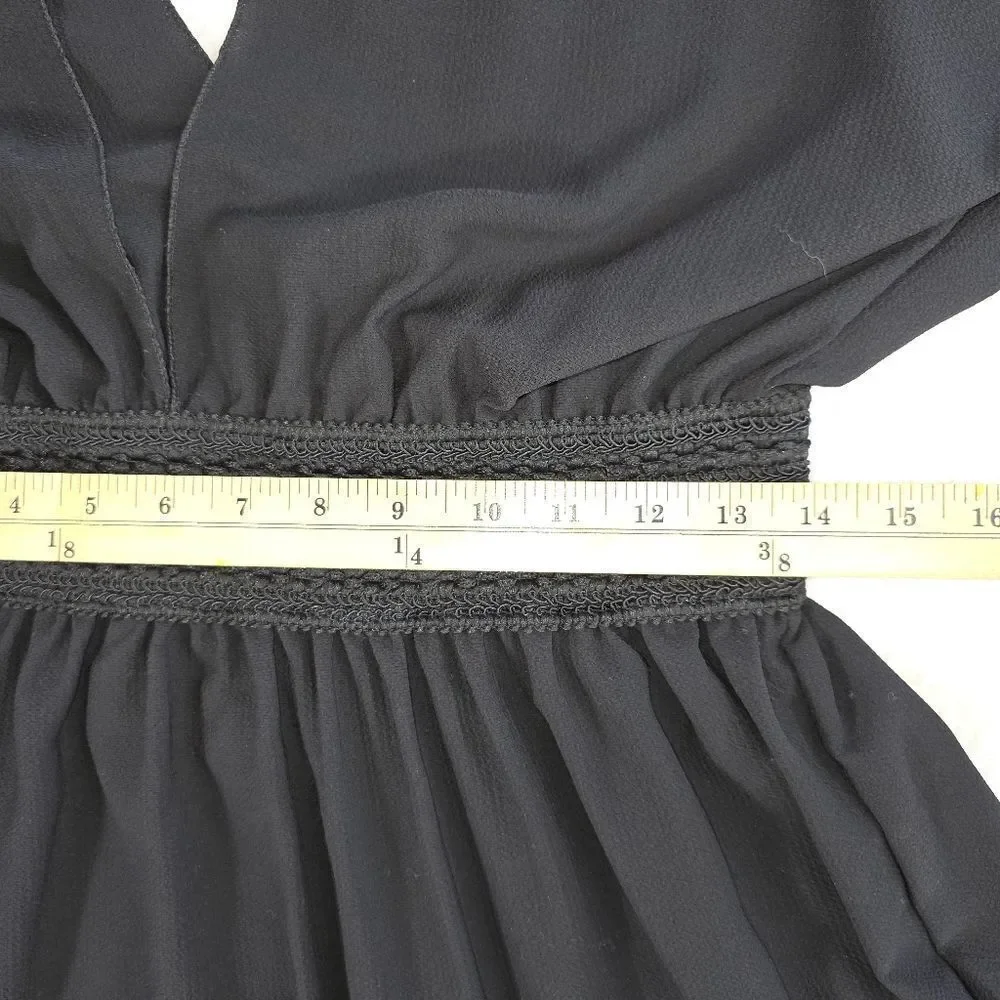 Boohoo Black Maxi Swim Dress – Plunge Neck, Size 18